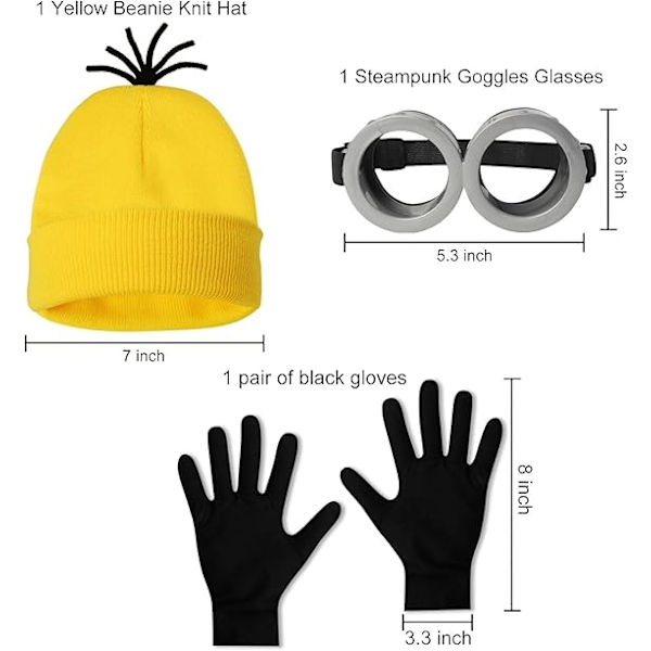 Halloween Kostymtillbehör för Vuxna - Goggles/Gul Hatt/Handskar - Rollspel för Herrar och Damer - Xin