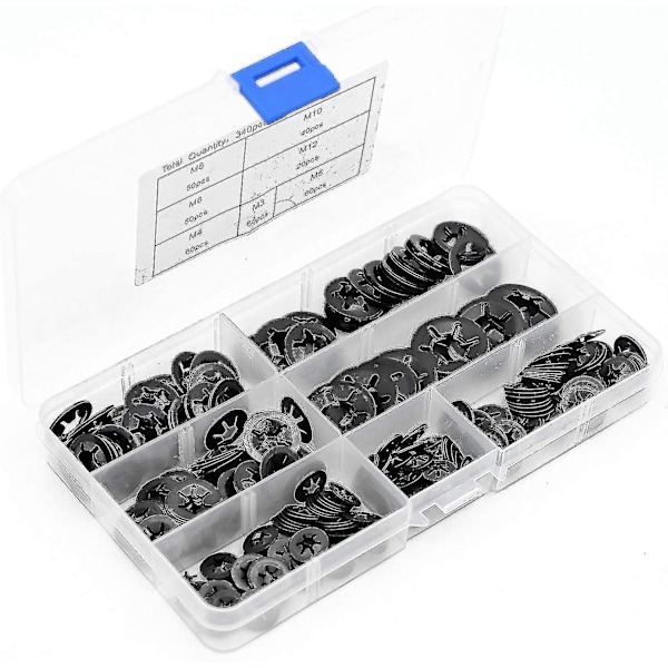 340 kpl Lukituslevy Starlock Lukituslevysarja Laakerikotelo M3 M4 M5 M6 M8 M10 M12 (7 kokoa)-Xin 0 0