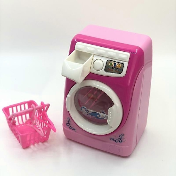 Mini Simulation Ljus Elektrisk Tvättmaskin med Korg Låtsaslek Leksaksset för Barn KAESI-Xin blue 0