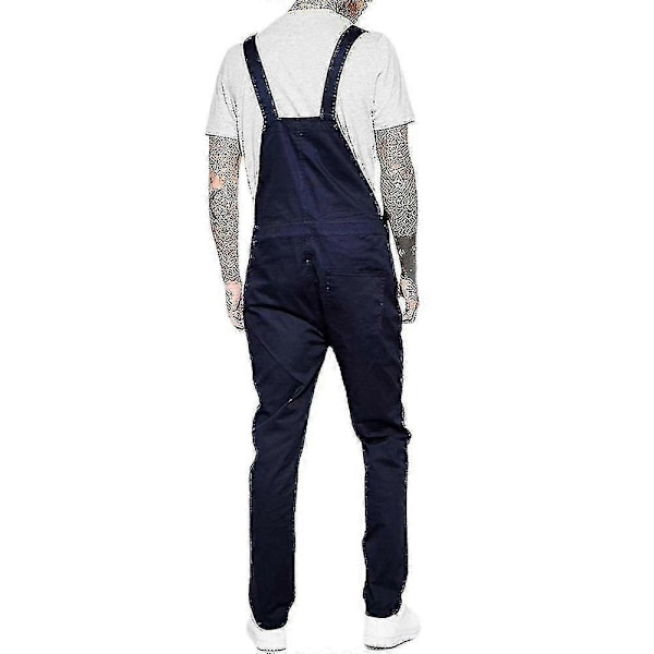 Herr Slim Fit Denim Jumpsuit Bib Romper Casual Overalls Hängselbyxor-Xin Blue 3XL