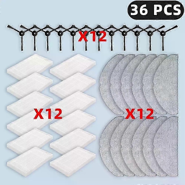 Gælder for (Tp-link Tapo Rv30 Max Plus / Rv20 Max Plus) Reservedele Filter Sidebørste Moppeklud Støvpose Tilbehør-Xin Set N