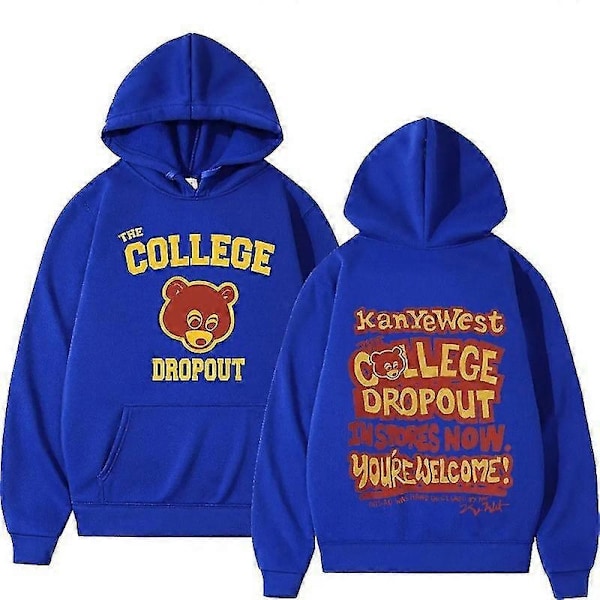 Kanye West College Dropout Hoodie Musik Hoodie Tröja Topp Män Kvinnor -NMAOV-Xin Blue XL