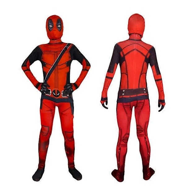 Huiyun MARVEL Deadpool Cosplay Kostume Voksne Bodysuit Jumpsuit med Tilbehør Hovedbeklædning Fest Klæd Ud Tøj-Xin 2pcs-317 110(Fit 100-110cm)