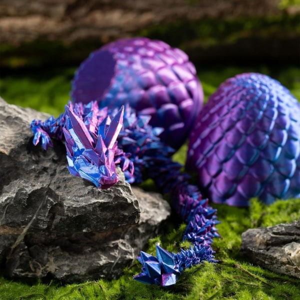 Easter Dragons 3D printed drakeägg med drake inuti Crystal Dragon Fidget Toy för vuxna Full ledad drake för hemmakontorsdekoration-Xin Blue