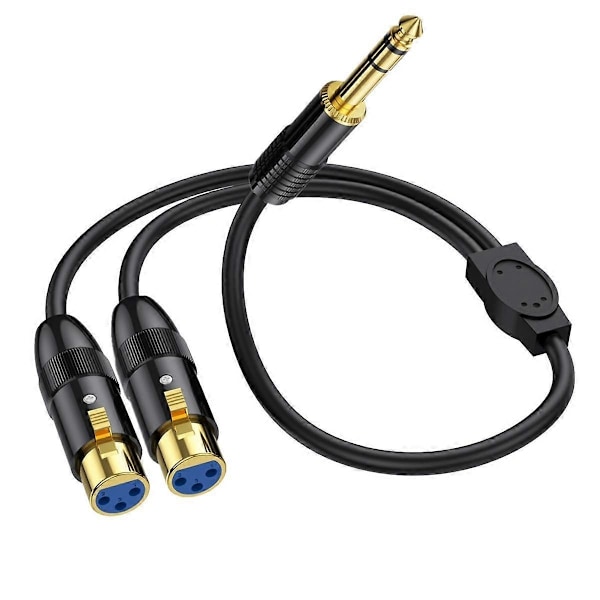 Dobbel Hunn XLR til 1/4 Tommers TRS Stereo Hannplugg Y-Splitter Kabel 2 LR Hunn til Kvart Tomme Adap-xindaren