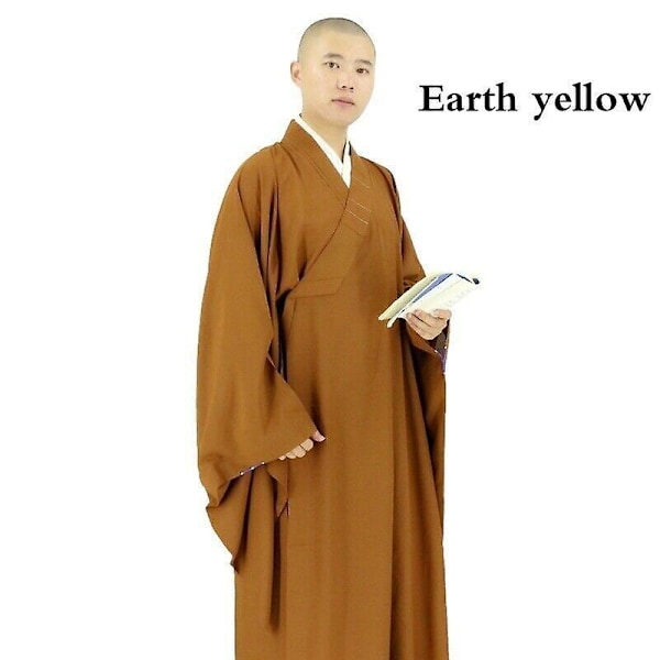 Män Shaolin Buddhistisk Munk Klänning Meditation Haiqing Robe Kung Fu Dräkt Unisex-Xin Earthy yellow 40