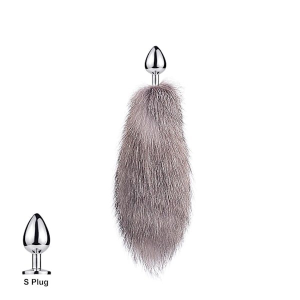 Svansplugg Rävsvans Katt Små Rekvisita Äkta Hår Liten Svans Avtagbar Hundleksak Sp-Xin Silver Fox S
