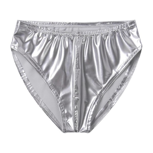Miesten Wet Look Kiiltonahkaiset Alushousut Joustavalla Vyötärönauhalla Tankotanssiin -xindaren Silver XXL