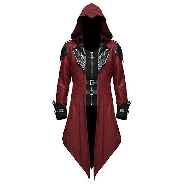 2023 Ny Middelalderlig Assassin Spil Assassins Creed Cosplay Kostume Edward Streetwear Hættetrøje Jakke Yderbeklædning Halloween Party Tøj-Xin Red S