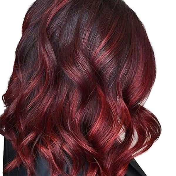 Women Gradient Red Black Long Curly Wig Synthetic Wavy Hair Heat Resistant Wig-Xin