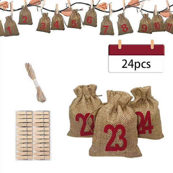 24 dage med julekalenderposer Julekalender gaveposer DIY-sæt Papirmærkater DIY juledekorationer-Xin Styles 3