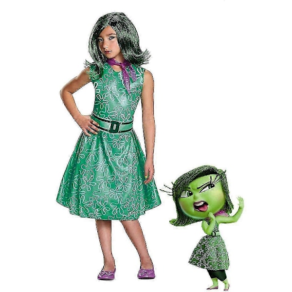Inside Out 2 Cosplay -asu Juhlat Hieno Puku Haalari Yöpaita - xindaren Disgust Dress 180