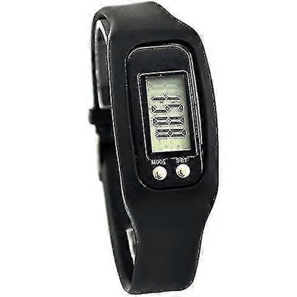 Stegräknarklocka med LCD-display, enkel användning, aktivitetsarmband för promenader, enkel stegräknarklocka för promenader - Xin Black