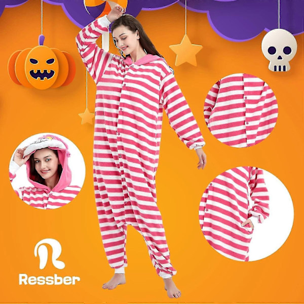 Voksen Onesie Pyjamas Dyr Onesie Halloween Kostume Julepyjamas Onesie-Xin Pink Cheshire Cat Large