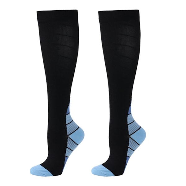 1 Par Sport Kompressionsstrumpor Hög Elasticitet Halkfri Stötdämpande Andningsbar Mjuk Unisex Löpning Benhinneinflammation Resor Fotboll Vadstrumpor-Xin Blue L