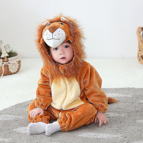 Barnens söta huvtröja dinosauriekostym för Halloween - Toddler's Animal Onesie-Xin Tiger 0-3 Months