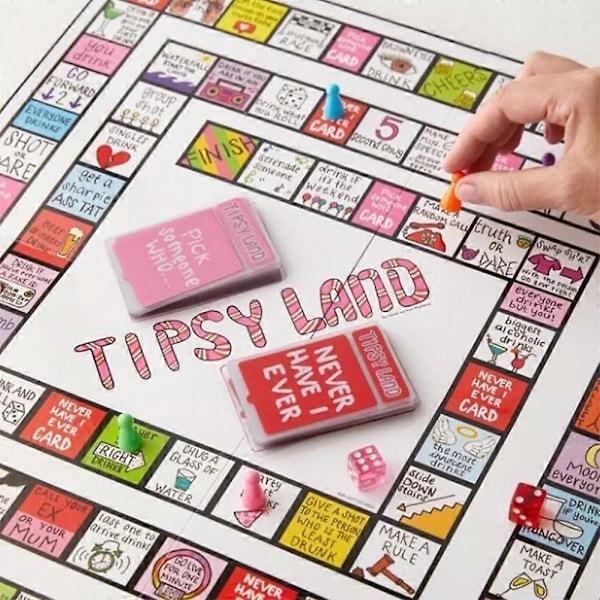 Tipsy Land Roliga Drickspelet Brädspel Uppdrag och Utmaningar Spel för Vänner Sammankomster - Xin