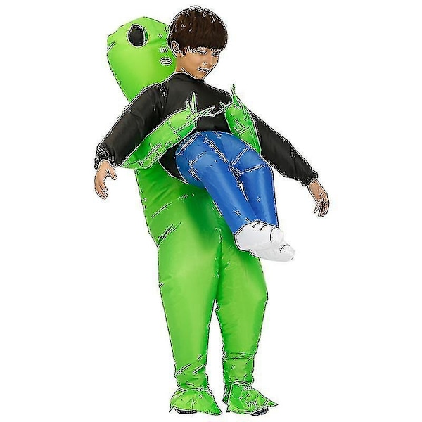 Grön Alien som Bär Människa Kostym Uppblåsbar Rolig Blåsbar Dräkt Cosplay För-Xin Kid