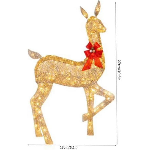Upplyst Julren Utomhusdekor, Ren-dekor med LED-lampor, Förbelyst Juldekor för Trädgård - xindaren Doe-10.6inch