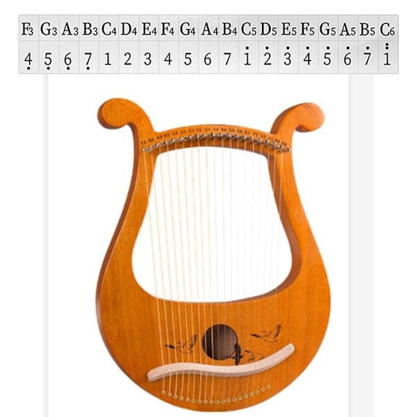 Lyra Harp, 19-strängig Grekisk Violin, 19-strängig Lyra med Unika Mönster och Utskärda Fonetiska Symboler, för Musikälskare, Nybörjare, etc. - Xin