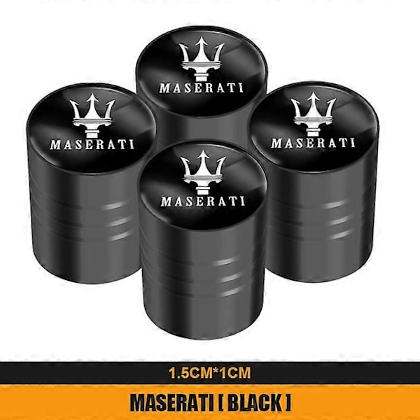 4 st Metallfälg Däckventillock för Maserati Ghibli GranTurismo Quattroporte Levante GranCabrio Coupe MC20 shry-Xin A Black