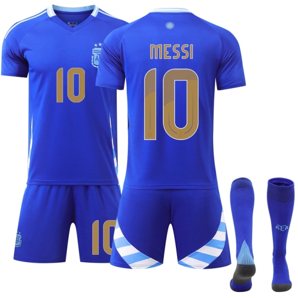 24-25 Argentina Away 3 Stars Børnefodboldtrøjer Sæt Fodboldtøj Nr. 10 Messi-Xin 28