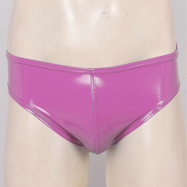 Miesten Wet Look Kiiltonahkaiset Alushousut Joustavalla Vyötärönauhalla Tankotanssiin -xindaren Pink 3XL