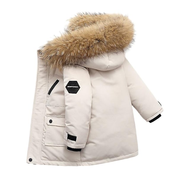 Vinterjacka för pojkar, barn, huva, dunjacka, varm parka - Xin BEIGE 120cm