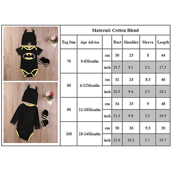 0-24 Kuukauden Iän Vauvan Batman-Haalarit, Kengät Ja Hattu - Asusteet - Xin Short Sleeve 0-6 M