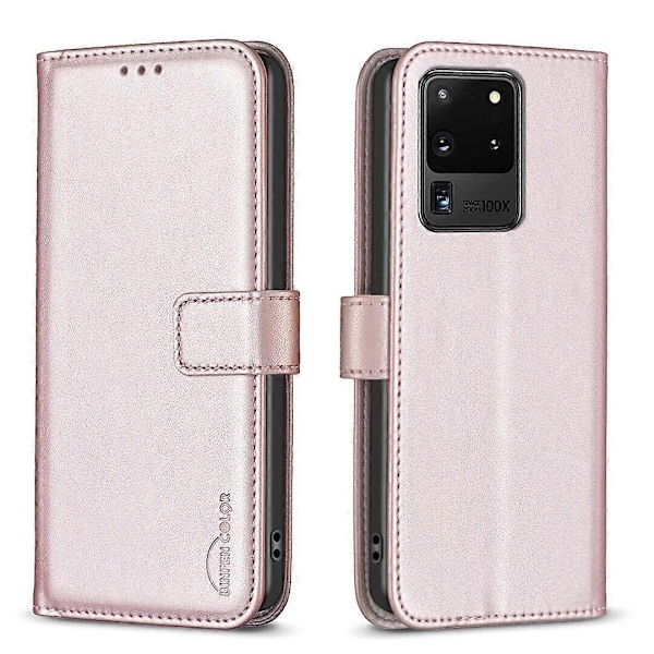 Kompatibel med Samsung Galaxy S20 Ultra 5G Wallet Case med Kortlommer Magnetisk Lukning Flip Folio Cover-xindaren Gold