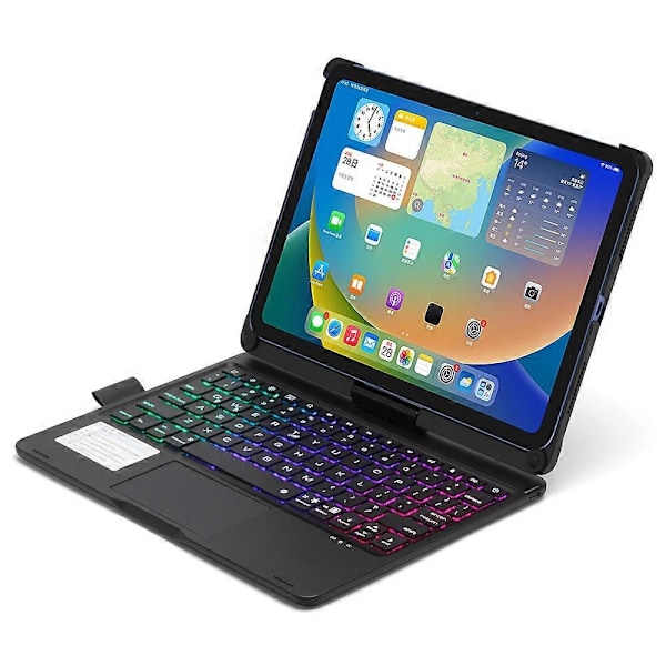 för iPad 10.9 (2022) Trackpad Bakgrundsbelyst Tangentbord med Tablet Fodral-Xin Black