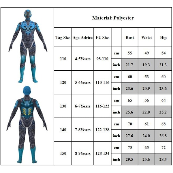 Børns drenge piger blå bille julekostume jumpsuit maske sæt-Xin 110cm