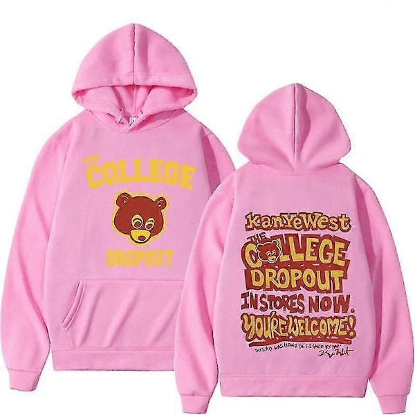 Kanye West College Dropout Hoodie Musikkgenser Topp Menn Kvinner -NMAOV-Xin Pink 3XL