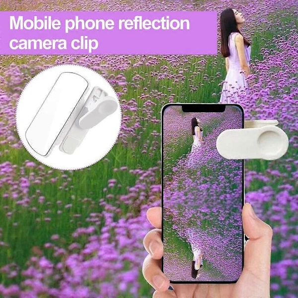 Universal Smartphone Kamera Spejl Refleksions Clip Lille Størrelse Nem Installation Mobiltelefon Selfie Refleksions Spejl Clip-Xin White