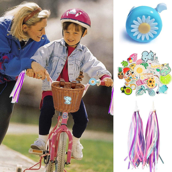 Cykelkorg för barn Front Vävd flätad Cykelkorg Med Styre Streamers-XIN Brown