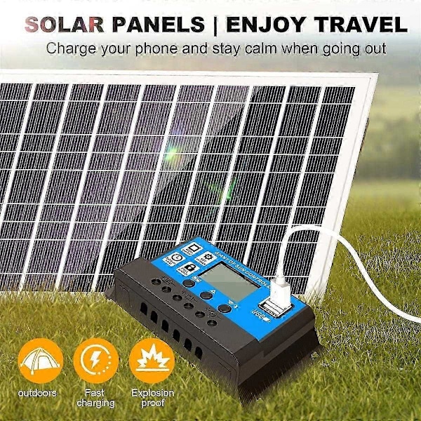 30W 12V Solcellepanel Batterilader+40A Kontroller for Bobil Bil Båt Hjem Camping jn-xindaren