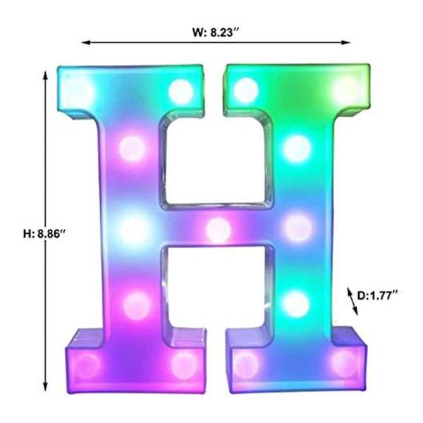 Värikkäät LED-kirjainvalot kaukosäätimellä - Juhla- ja baarikirjaimet valoilla, koristeet kotiin H