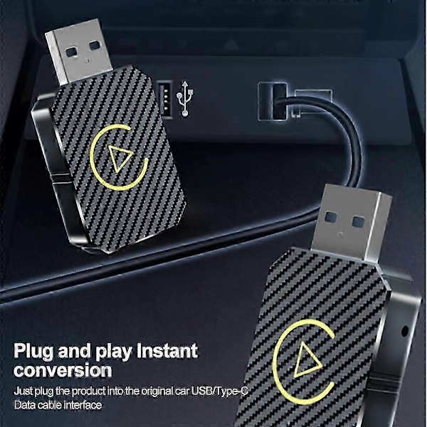 2-i-1 Trådløs CarPlay Adapter Android Auto Trådløs Adapter Smart Mini Boks USB Dongle Plug and Play WiFi Rask Tilkobling - xindaren
