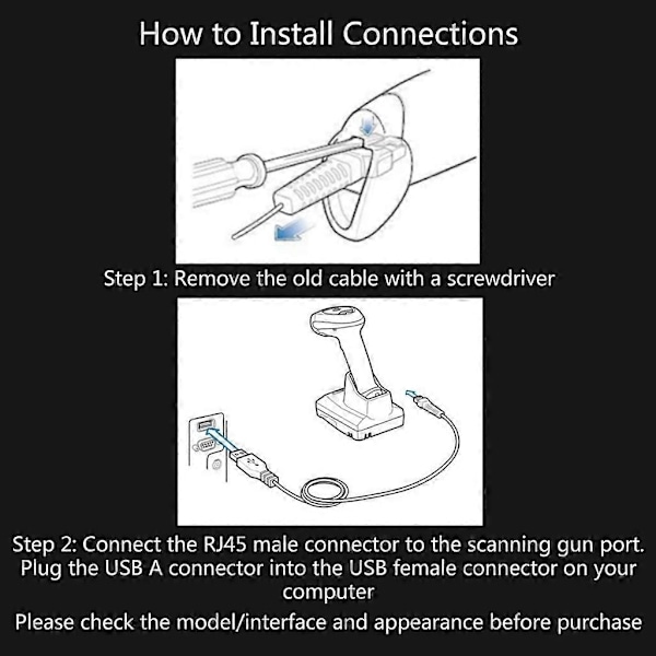 2m 2D Streckkodsläsare USB Datakabel RJ45 10P10C Port Kompatibel med Honeywell 1900 1902g 1300g 1400-xindaren