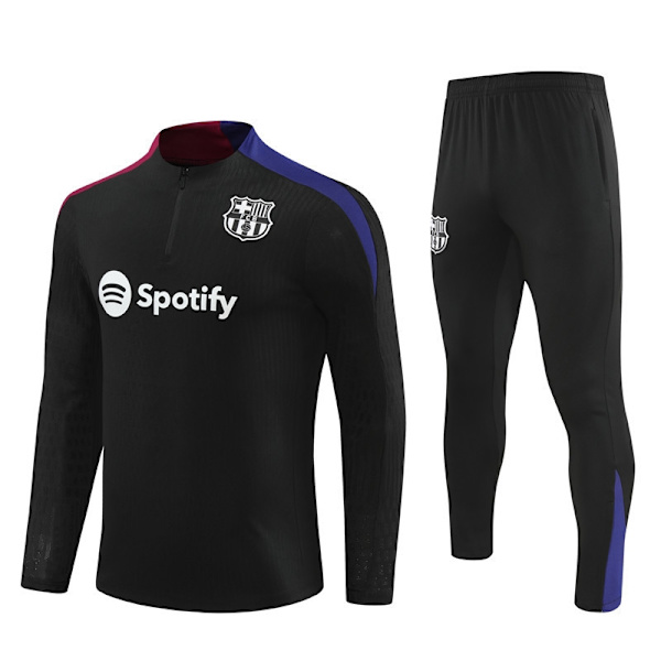Säsong 2324 Barcelona Royal M Arsenal långärmad halv spår kostym vuxen fotboll kostym träningskostym långärmad kostym svart-Xin black L