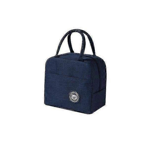 Isolerad kylväska Vattentät Bärbar Dragkedja Varm Lunchväska Bento Box Handväska Matväska - Xin Dark blue