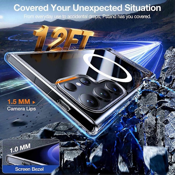 TORRAS Samsung Galaxy S25 Ultra -puhelimen suojakotelo pidikkeellä, TPU+PC -puhelimen suojakotelo, yhteensopiva MagSafe-Xinin kanssa Style A