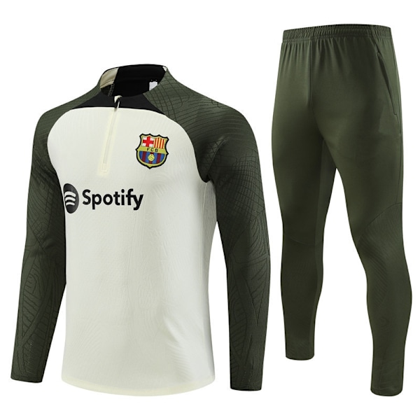 Säsong 2324 Barcelona Royal M Arsenal långärmad halv spår kostym vuxen fotbollslag uniform träningsdräkt långärmad kostym Off White-1-Xin off white-1 L