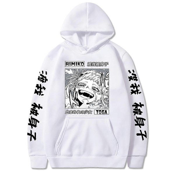 My Hero Academia Anime Hoodie Himiko Toga Bakugou Tryckt Huvtröja Herr Mode Tröja Unisex Svarta Streetwear Kläder Svart-Xin XS