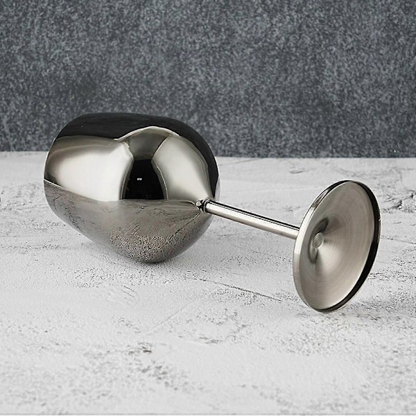 500ml Stora Vinglas i Rostfritt Stål Okrossbara Metalldryckeskoppar Bägare - Xin black