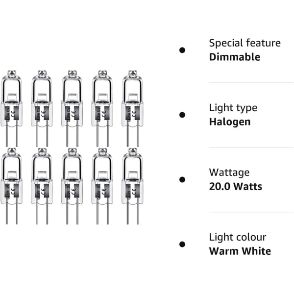 G4-halogeenilamput 20W 12V - Lämmin valkoinen - 10 kpl 20W-Xin 20W 10pcs