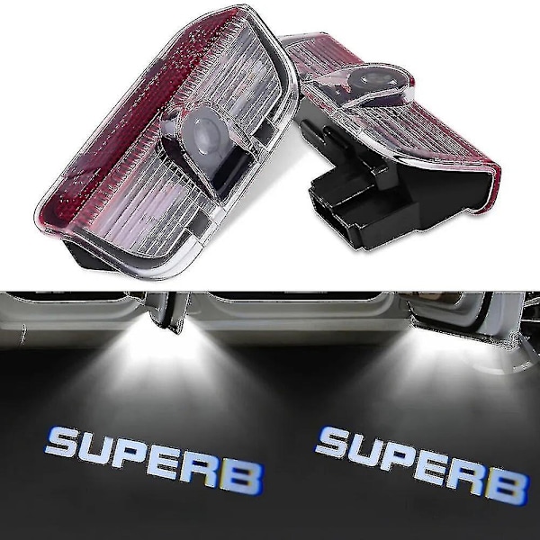 2 stk Velkomstlogo Laser Billedørlys Projektorlampe Led Høflighedslys til Skoda Superb 2009-2018 Mk2 Mk3 Superb Tilbehør-Xin A