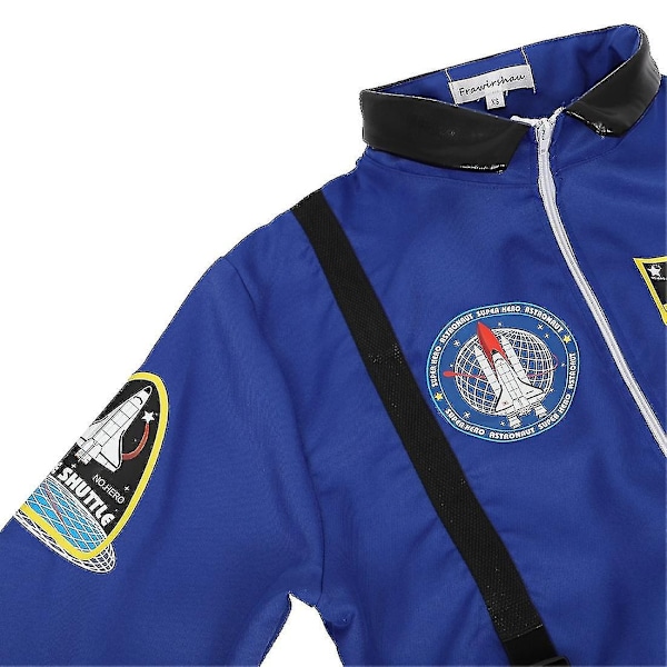 Astronautdräkt Rymddräkt för Vuxen Cosplay Kostymer Blixtlås Halloween Kostym Par Flyg Jumpsuit Plus Size Uniform-Xin Blue for Women S