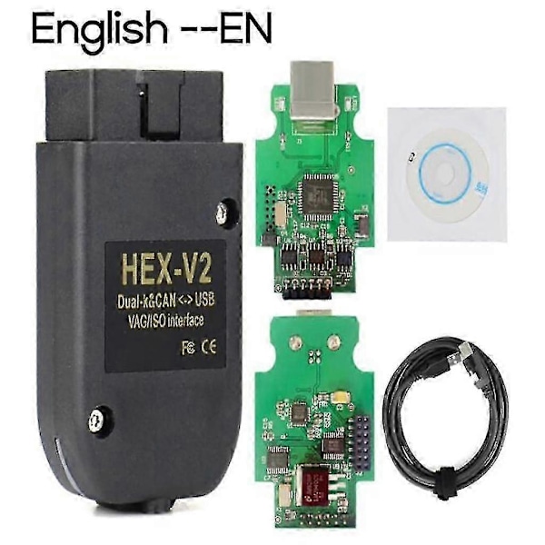 Flerspråkigt VCDS HEX X2 22.3 HEX CAN USB-gränssnitt V2 ATMEGA162+16V8+FT232RQ-Xin English