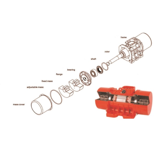 Betonvibrator, 220V 100W vibrationsmotor med justerbar hastighed til feeder, sprøjtebetonmaskine, vaskemaskine - Xin